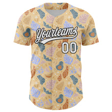 Load image into Gallery viewer, Custom Brown White-Black 3D Hawaii Tropical Palm Leaves Authentic Baseball Jersey
