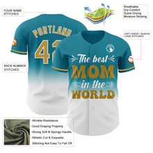 Load image into Gallery viewer, Custom Teal Old Gold-White 3D Pattern Design Gradient Mother&#39;s Day Authentic Baseball Jersey
