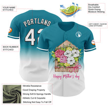 Load image into Gallery viewer, Custom Teal White-Black 3D Pattern Design Gradient Mother&#39;s Day Flower Authentic Baseball Jersey
