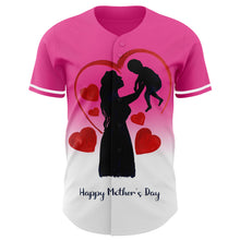 Load image into Gallery viewer, Custom Pink White 3D Pattern Design Gradient Mother&#39;s Day Family Love Authentic Baseball Jersey
