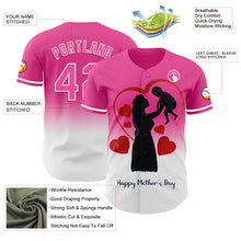 Load image into Gallery viewer, Custom Pink White 3D Pattern Design Gradient Mother&#39;s Day Family Love Authentic Baseball Jersey
