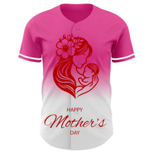 Load image into Gallery viewer, Custom Pink White-Red 3D Pattern Design Gradient Mother&#39;s Day Family Love Authentic Baseball Jersey
