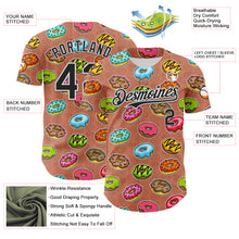 Load image into Gallery viewer, Custom Brown Black-White 3D Pattern Design Foodie Food Dessert Doughnut Authentic Baseball Jersey
