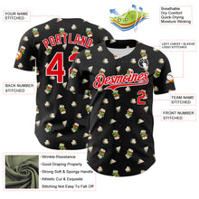 Load image into Gallery viewer, Custom Black Fire Red-White 3D Pattern Design Foodie Fast Food Sandwich Authentic Baseball Jersey
