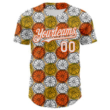 Load image into Gallery viewer, Custom Gold White-Orange 3D Pattern Design Foodie Food Fruit Orange Authentic Baseball Jersey
