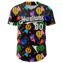 Load image into Gallery viewer, Custom Black White 3D Pattern Design Funny Cartoon Emoji Face Authentic Baseball Jersey
