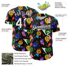 Load image into Gallery viewer, Custom Black White 3D Pattern Design Funny Cartoon Emoji Face Authentic Baseball Jersey
