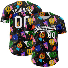 Load image into Gallery viewer, Custom Black White 3D Pattern Design Funny Cartoon Emoji Face Authentic Baseball Jersey
