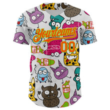 Load image into Gallery viewer, Custom White Orange-Neon Green 3D Pattern Design Funny Cartoon Monster Authentic Baseball Jersey
