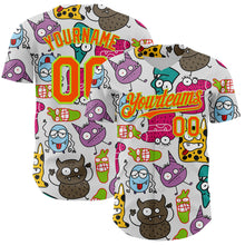 Load image into Gallery viewer, Custom White Orange-Neon Green 3D Pattern Design Funny Cartoon Monster Authentic Baseball Jersey
