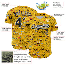 Load image into Gallery viewer, Custom Gold Black-White 3D Pattern Design Funny Cartoon Emoji Face Authentic Baseball Jersey
