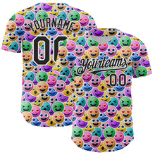 Load image into Gallery viewer, Custom White Black 3D Pattern Design Funny Cartoon Emoji Face Authentic Baseball Jersey
