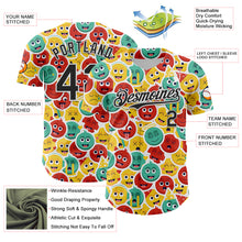 Load image into Gallery viewer, Custom White Black 3D Pattern Design Funny Cartoon Emoji Face Authentic Baseball Jersey
