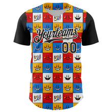 Load image into Gallery viewer, Custom White Black 3D Pattern Design Funny Cartoon Emoji Smile Face Authentic Baseball Jersey
