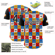 Load image into Gallery viewer, Custom White Black 3D Pattern Design Funny Cartoon Emoji Smile Face Authentic Baseball Jersey
