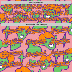 Custom Medium Pink Bay Orange-Purple 3D Pattern Design Funny Cartoon Kid Authentic Baseball Jersey