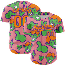 Load image into Gallery viewer, Custom Medium Pink Bay Orange-Purple 3D Pattern Design Funny Cartoon Kid Authentic Baseball Jersey
