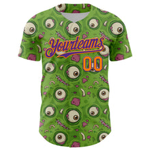 Load image into Gallery viewer, Custom Green Bay Orange-Purple 3D Pattern Design Funny Cartoon Monster Authentic Baseball Jersey
