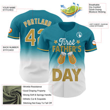 Load image into Gallery viewer, Custom Teal Old Gold-White 3D Pattern Design Father&#39;s Day Beer Lover Fade Authentic Baseball Jersey
