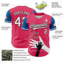 Load image into Gallery viewer, Custom Neon Pink White-Blue 3D Pattern Design Father&#39;s Day Family Love Authentic Baseball Jersey
