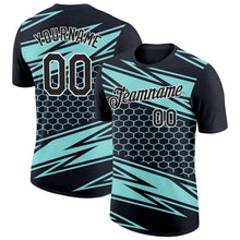 Load image into Gallery viewer, Custom Black Ice Blue-White 3D Esports Performance T-Shirt
