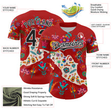 Load image into Gallery viewer, Custom Red Black-White 3D Mexico Map With Tropical Plant And Animal Authentic Baseball Jersey
