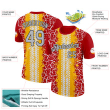 Load image into Gallery viewer, Custom Red Light Gray Gold-Black 3D Esports Performance T-Shirt
