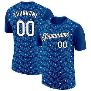 Custom US Navy Blue Royal-Lakes Blue 3D Esports Performance T-Shirt