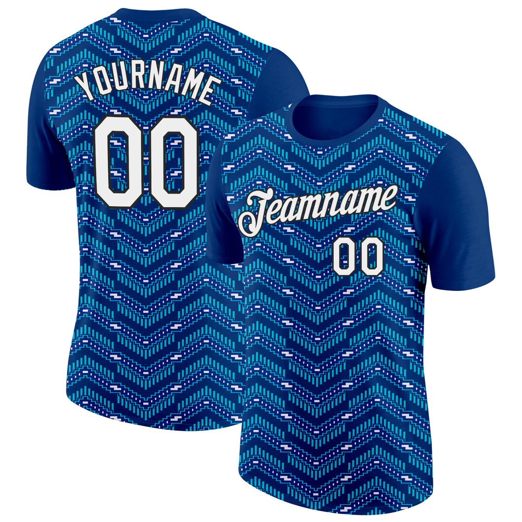 Custom US Navy Blue Royal-Lakes Blue 3D Esports Performance T-Shirt