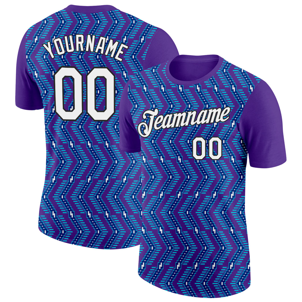 Custom Purple Royal-Lakes Blue 3D Esports Performance T-Shirt