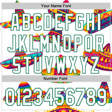 Load image into Gallery viewer, Custom White Kelly Green 3D Mexican Festival Sombrero Cinco de Mayo Authentic Baseball Jersey
