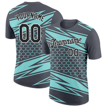 Load image into Gallery viewer, Custom Steel Gray Black-Ice Blue 3D Esports Performance T-Shirt
