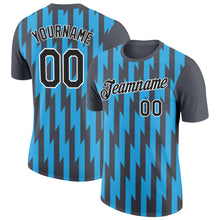 Load image into Gallery viewer, Custom Steel Gray Black-Sky Blue 3D Esports Performance T-Shirt
