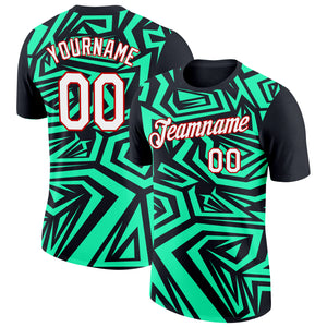 Custom Black Pea Green-Red 3D Esports Performance T-Shirt