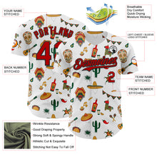 Load image into Gallery viewer, Custom White Red-Black 3D Mexican Festival Cactus Skull Sombrero Cinco de Mayo Authentic Baseball Jersey

