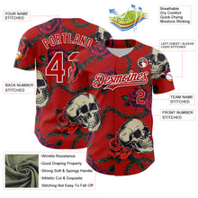 Load image into Gallery viewer, Custom Red White 3D Mexican Festival Skull And Flower Cinco de Mayo Authentic Baseball Jersey
