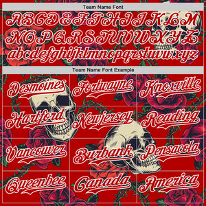 Custom Red White 3D Mexican Festival Skull And Flower Cinco de Mayo Authentic Baseball Jersey