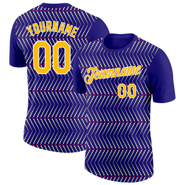 Custom Dark Purple Gold Cream Red-White 3D Esports Performance T-Shirt