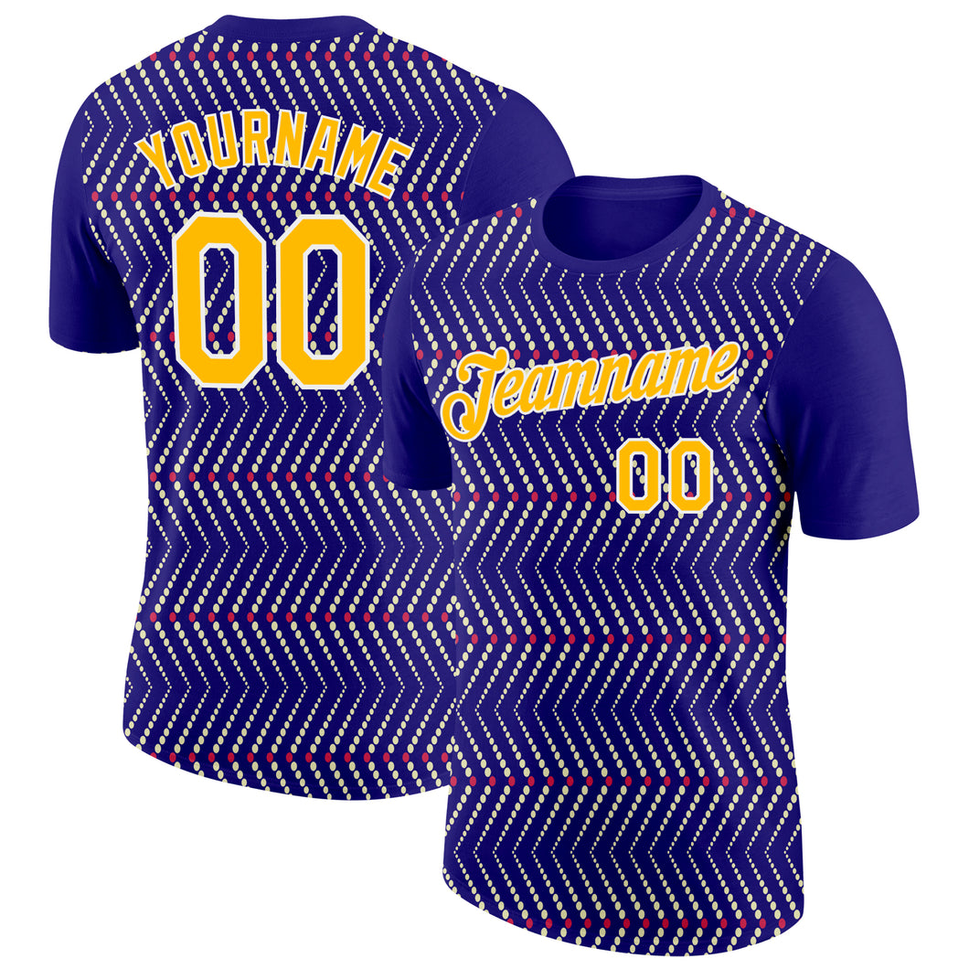 Custom Dark Purple Gold Cream Red-White 3D Esports Performance T-Shirt
