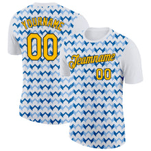 Load image into Gallery viewer, Custom White Gold Blue-Black 3D Esports Performance T-Shirt

