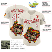 Load image into Gallery viewer, Custom Cream White-Red 3D Mexican Festival Skull With Sombrero Cinco de Mayo Authentic Baseball Jersey

