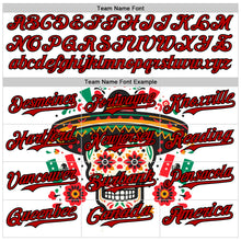 Load image into Gallery viewer, Custom White Red-Black 3D Mexican Festival Flag Skull With Sombrero Cinco de Mayo Authentic Baseball Jersey
