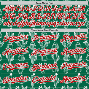 Custom Kelly Green Red-White 3D Mexican Cactus Authentic Baseball Jersey