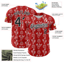 Load image into Gallery viewer, Custom Red Black-White 3D Mexican Cactus Authentic Baseball Jersey
