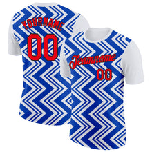 Load image into Gallery viewer, Custom White Fire Red Thunder Blue-Black 3D Esports Performance T-Shirt
