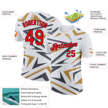 Load image into Gallery viewer, Custom White Fire Red Steel Gray Old Gold-Black 3D Esports Performance T-Shirt
