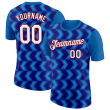 Load image into Gallery viewer, Custom Blue Dark Purple Powder Blue-Red 3D Esports Performance T-Shirt

