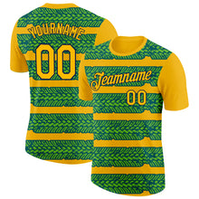 Load image into Gallery viewer, Custom Gold Aurora Green Midnight Green-Navy 3D Esports Performance T-Shirt
