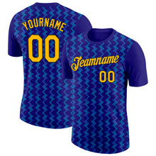 Load image into Gallery viewer, Custom Dark Purple Gold Blue-Black 3D Esports Performance T-Shirt

