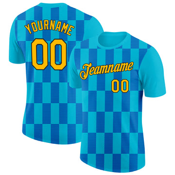 Custom Lakes Blue Gold Thunder Blue-Black 3D Esports Performance T-Shirt
